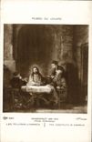 VINTAGE POSTCARD the Pilgrims Of Move Museum by Louvre Rembrandt van Ryn Paris