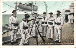 CPA La Vie du Marin Exercice de Pointage Bateau Militaria 