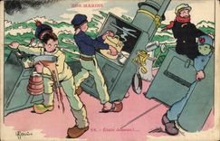 CPA Illustrateur Gervese Nos Marins Etale dessus Bateau