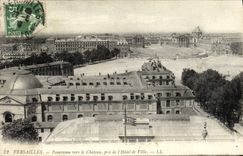 CPA Palais de Versailles Panorama Vers le Chateau Pris de L'Hotel de Ville