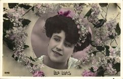 VINTAGE POSTCARD Fantasy Woman Lilacs