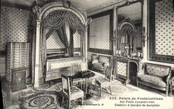 VINTAGE POSTCARD Palais of Fontainebleau the Small Apartments Room has to sleep of Josephine