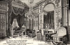VINTAGE POSTCARD Palais of Fontainebleau the Small Apartments Room has to sleep of Napoleon 1st