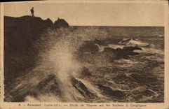 VINTAGE POSTCARD Pomichet Details Vague on Rocks