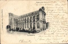 VINTAGE POSTCARD Trawl-nets on the Marne the cathedral