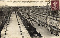 CPA Paris La rue de Rivoli et le jardin des Tuileries pris vers l'Arc de TRiomphe 