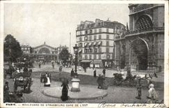 VINTAGE POSTCARD Paris Boulevard Of Strasbourg Gare Is