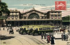 VINTAGE POSTCARD Paris Gare Is Bus Trocadero Gare Is