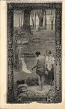 VINTAGE POSTCARD Murals of the Pantheon Puvis De Chavannes