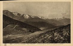 VINTAGE POSTCARD Road of the Pyrenees Collar of Aspin Panorama on the chain of the dimension of Bagneres