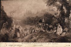 VINTAGE POSTCARD Watteau the Loading For Cythere
