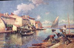 CPA Paris Julien Gustave Gagliardini Rive heureuse Bateaux 