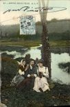 VINTAGE POSTCARD Between Two Fires Women Folklore