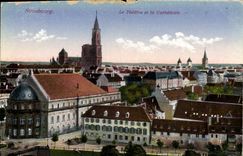 POSTAL Estrasburgo de la VENDIMIA el teatro y la catedral