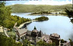 MODERN CARD Lake De Sarrans Overall picture on the Peninsula of Laussac Old people's home of Deveze