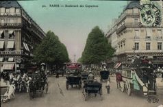 VINTAGE POSTCARD Paris Boulevard Of the Nasturtiums Bus Parks North Horse