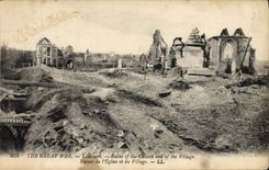 VINTAGE POSTCARD Laucourt Ruins Of the Church And the Militaria Village