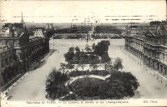 Panorama de la POSTAL de la VENDIMIA de la lumbrera de París el jardín y Champs Elysées