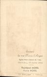 Image pieuse Noces d'argent Eglise Notre Dame du Voeu Cherbourg 23 juillet 1945 Raymond Morel Marie Morel