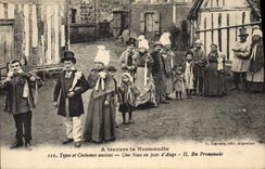 CPA A Travers La Normandie Types Et Costumes anciens une Noce En Pays d'Auge Folklore