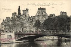 CPA Paris L'Hotel De Ville Et Le Pont D'Arcole