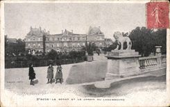 VINTAGE POSTCARD Paris the Senate And the Garden Of Luxembourg Children
