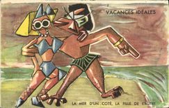 VINTAGE POSTCARD Ideal Holidays Sea Of a Dimension the Girl Of the Other