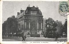 VINTAGE POSTCARD Paris the Fountain St Michel