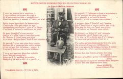 CPA Monologues Humoristiques En Patois Normand La Pipe A Maitre Jacques Folklore