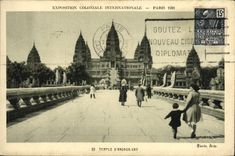 VINTAGE POSTCARD Fair Colonial International Paris Temple D' Angkor Vat