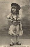 VINTAGE POSTCARD Breton Costumes the first Young pipe Breton stuffing its pipe Folklore