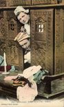 CPA En Bretagne Anuour du Lit Clos Bonsoir Folklore