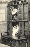 CPA En Bretagne Autour du Lit Clos Bonjour Bonsoir Folklore