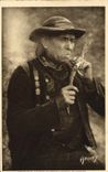 CPA Bretagne Vieux fumeur Monts d'Arrhee Folklore