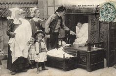 CPA Un Bonjour De La Bretagne Le depart pour le bapteme Folklore