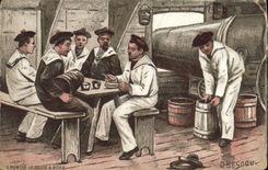 CPA La Vie du Marin La soupe a bord Militaria 