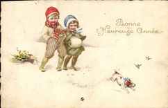 CPA Fantaisie Enfants Chien