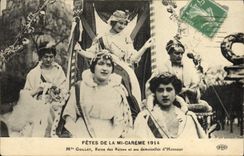 VINTAGE POSTCARD Festivals of the Semi Lent 1914 Miss Guillot Queen of the queens and its young ladies of honor