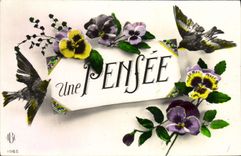 CPA Fantaisie Fleurs Oiseaux 