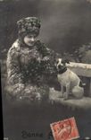 CPA Fantaisie Femme Chien