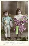 VINTAGE POSTCARD Fantaisie Children Lives the New year and You
