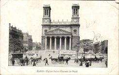 VINTAGE POSTCARD Paris Church Vincent Saint of Paul Lafayette Galleries