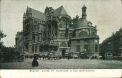 VINTAGE POSTCARD Paris Church Saint Eustace Street Montmartre