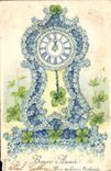VINTAGE POSTCARD Fantasy Flowers Clock