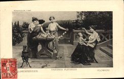 VINTAGE POSTCARD Fantasy flowered Ornaments Women