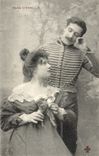 VINTAGE POSTCARD Idylle Fantasy 1830 Woman Militaria Soldier