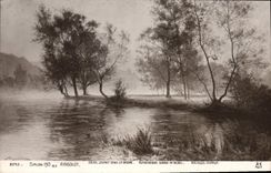 VINTAGE POSTCARD Fantaisie Living room 1913 has Rigolot Rising sun in the fog