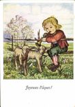 MODERN CARD Merry Easter Lambs Child