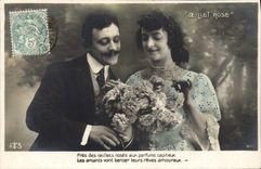 VINTAGE POSTCARD Close to the Roses to the heady perfumes Woman