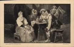 VINTAGE POSTCARD Galants Matter Chicorey Put Middle-class Cambric Musketeer